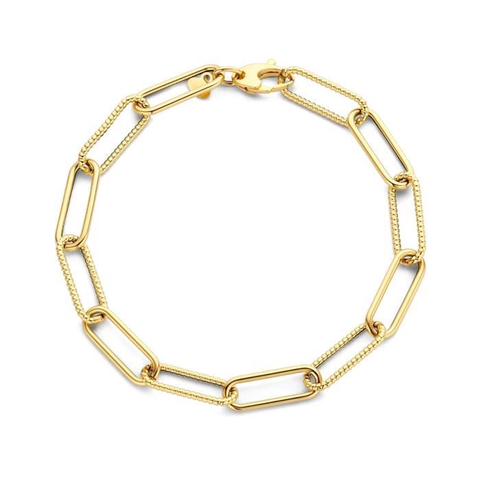 Bracelet - BRILLAXIS - Bracelet or jaune 18 carats - Mailles ovales - Longueur 21 cm - Femme