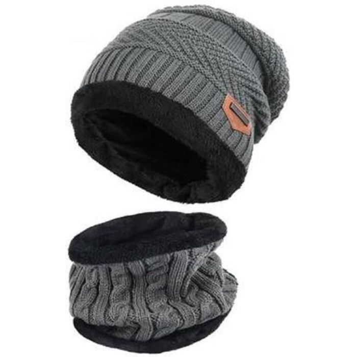 1 Ensemble De Bonnet Tricoté À Gradient Et De Cache-cou Pour Homme