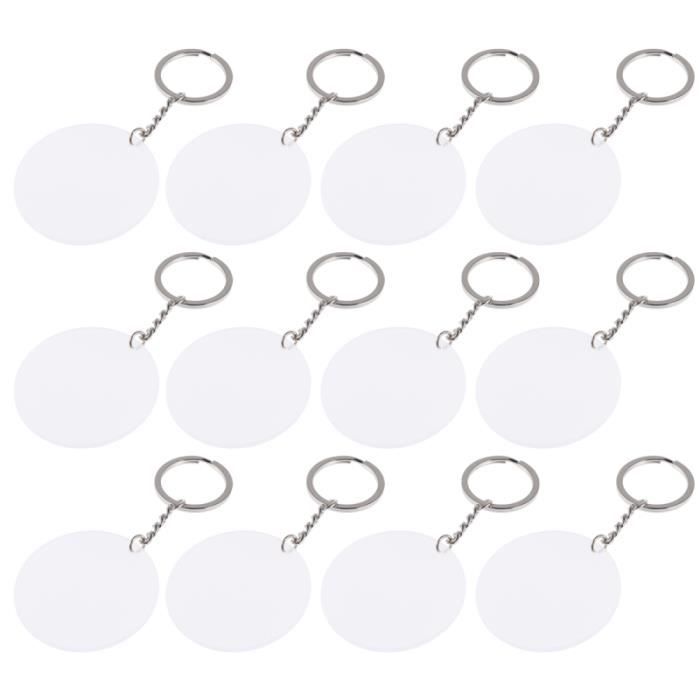 100x Acrylique Porte-clés Blancs Acrylique Transparent Cercle Disques 
