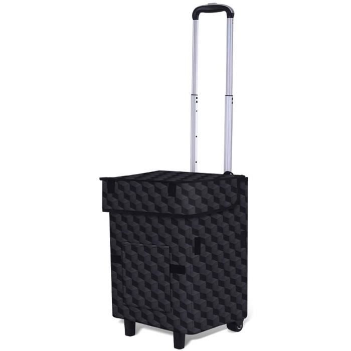 Chariot De Courses 40L Avec Sac Amovible - Roues 16cm Pour Escaliers | Noir, Pratique Et Léger