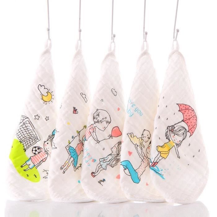 Cha 5 Pieces Bebe Imprimer Carre Serviette Seersucker Serviette Bebe Salive Coton Cowel Bebe Doux En Peluche Serviette De Bain Bebe Achat Vente Serviettes De Bain Soldes Sur Cdiscount