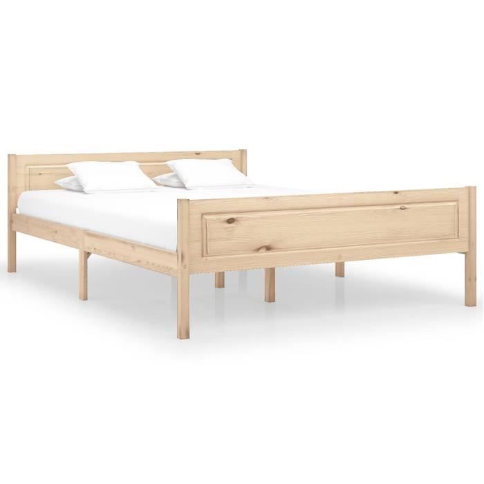 Bois lit - Meuble Cadre de lit Bois de pin massif 140x200 cm FR2531