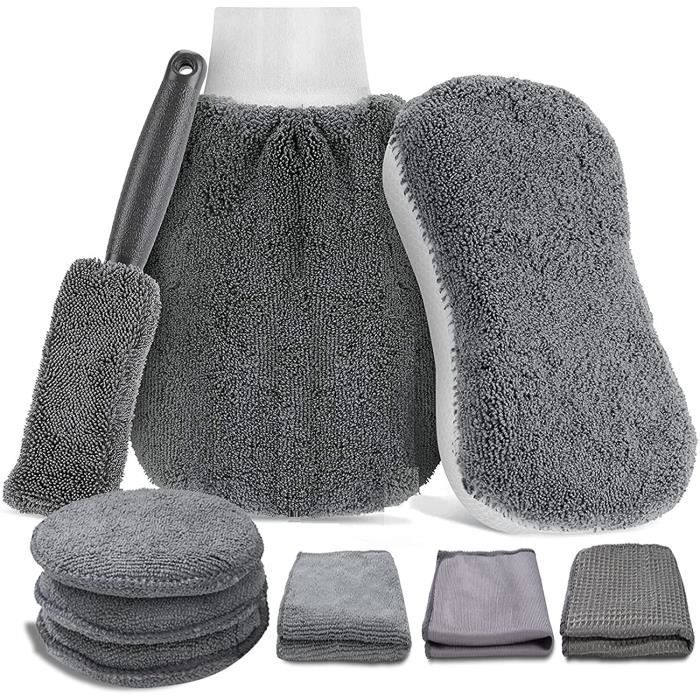 Microfibre Voiture Beauty Kit de Nettoyage Gant laver mit chiffon brosse de lavage mit KW 