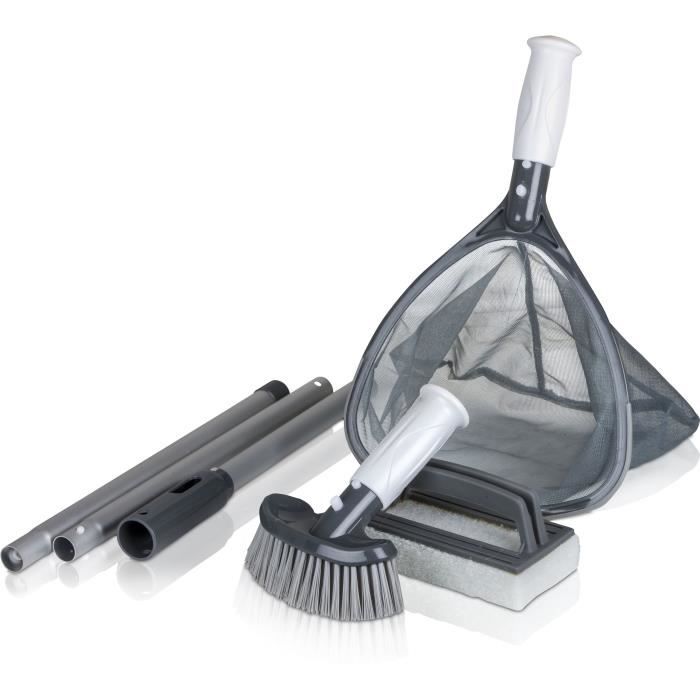 Kit de nettoyage spa - GRE - épuisette, manche télescopique, éponge, brosse
