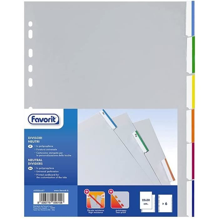 Lot De 6 Intercalaires PVC Transparent A5 - 6 Trous - Pour Classeur, Carnet - Épaisseur 0.35 Mm