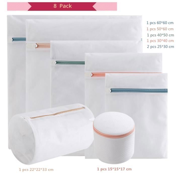 Sac à Linge en Maille / Sac de Lavage en Maille Fine Protecteur pour sous-Vêtements, Soutiens-Gorge, Pulls, Écharpes / Support Circulaire en Plastique / Pliable / 15 x 15cm / Polyester