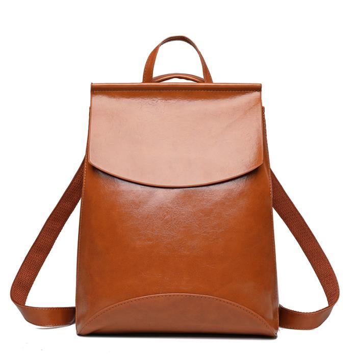 brun - sac à dos en cuir de haute qualité pour femmes, pour adolescentes, à bandoulière, pour l'école, nouvel