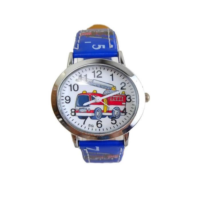 Montre Numérique Enfant Garçon Camion De Pompiers – Étanche, Sportive, Design Cool Avec Motif Dessin Animé