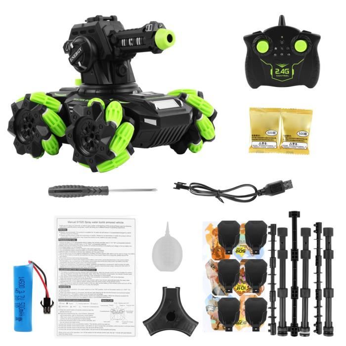 Char Télécommandé 1:16 HERMORRYSS - Rotation 360°, éclairage LED, 2 Batteries - Tank Tout-terrain Radiocommandé Pour Enfants