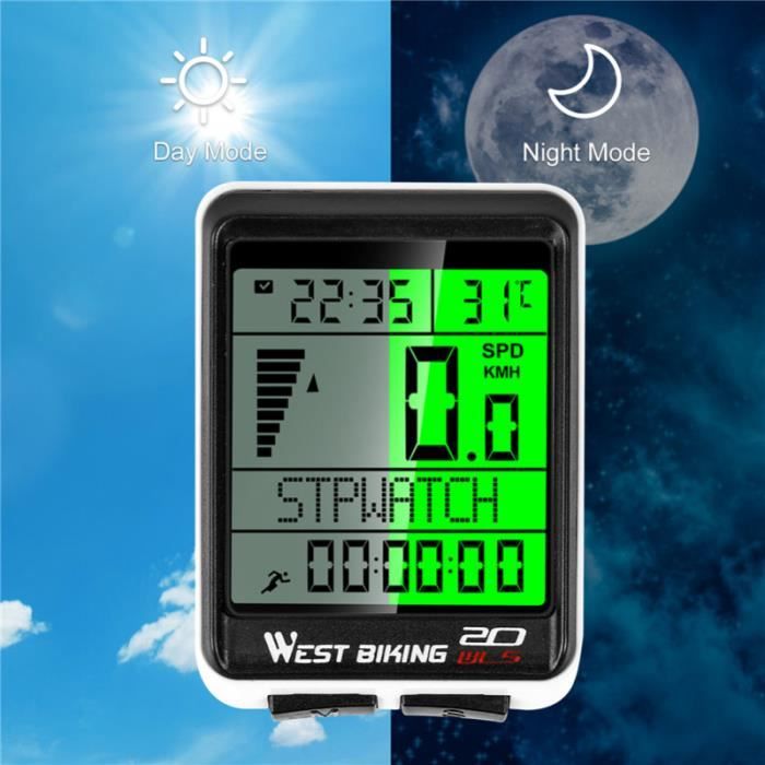Compteur Vélo GPS Compteur De Vitesse GPS Pour Vélo - Écran LCD 6,1 Cm Sans Fil - Autonomie 28h - Rétroéclairage Réglable Compteurs Vélo