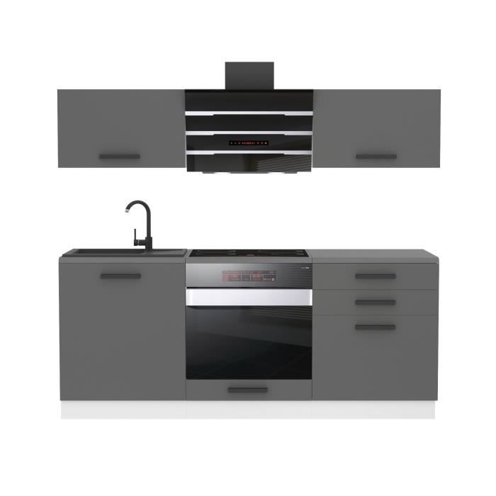 Cuisine Complète - B BELINI GROUP - SOPHIA - 180 cm - Argent Mat - Design Contemporain