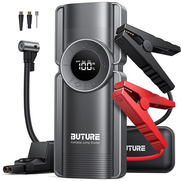 BuTure Booster Batterie 2500A 20000Mah Démarreurs De Batterie avec Compresseur (Jusqu'à 8l Essence Ou Diesel),, avec Écran LCD