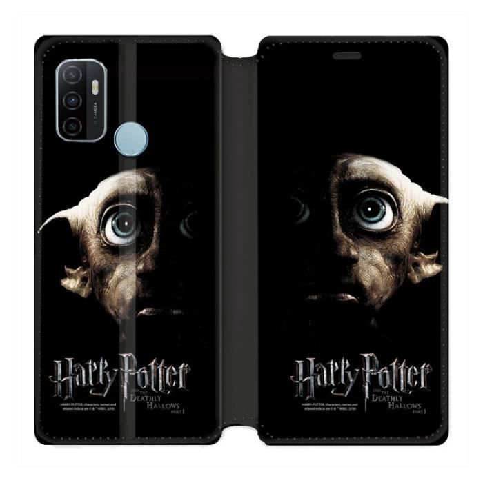 DOINK Coque en Rétro Cuir pour Oppo A53 Premium Etui en Pochette avec Fentes pour Cartes et Espèces A53S Noir
