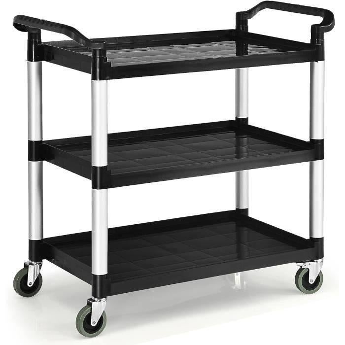 Chariot de Service à roulettes - Meuble Rangement Cuisine - Noir - Contemporain/Design