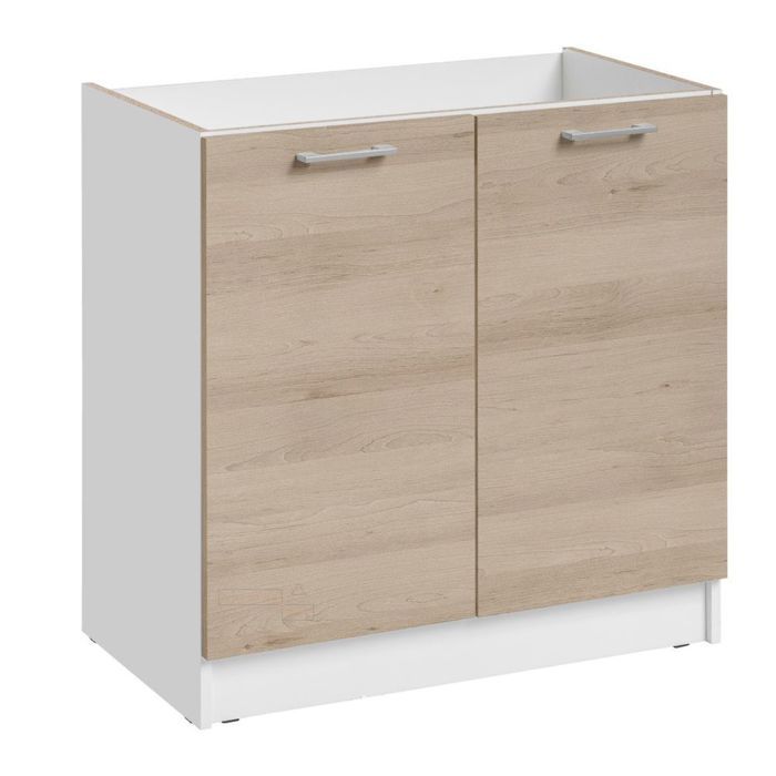 Meuble sous-évier Eco Chene Naturel 2 portes L 80 cm - Cuisineandcie Meuble sous-évier Eco Chene Naturel 2 portes L 80 cm - Cuisineandcie