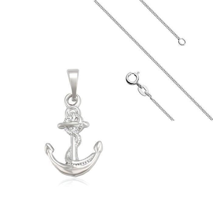 Collier Femme Chaîne et Pendentif Ancre Marine Argent
