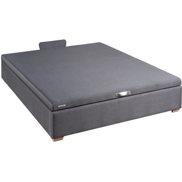 Sommier Lit Coffre Epeda KALYPSO Anthracite 160x200 - EPEDA - Tapissier - 2 places - Blanc