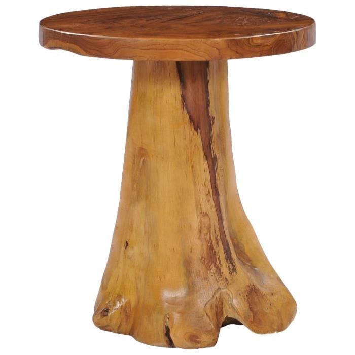 Table basse - ESTINK - 40 x 40 cm - Bois de teck massif - Support en racine de teck - Design unique