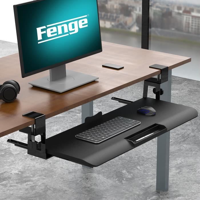 ETHU Plateau Clavier Bureau Extensible 680x300mm - Support Coulissant Ergonomique Noir