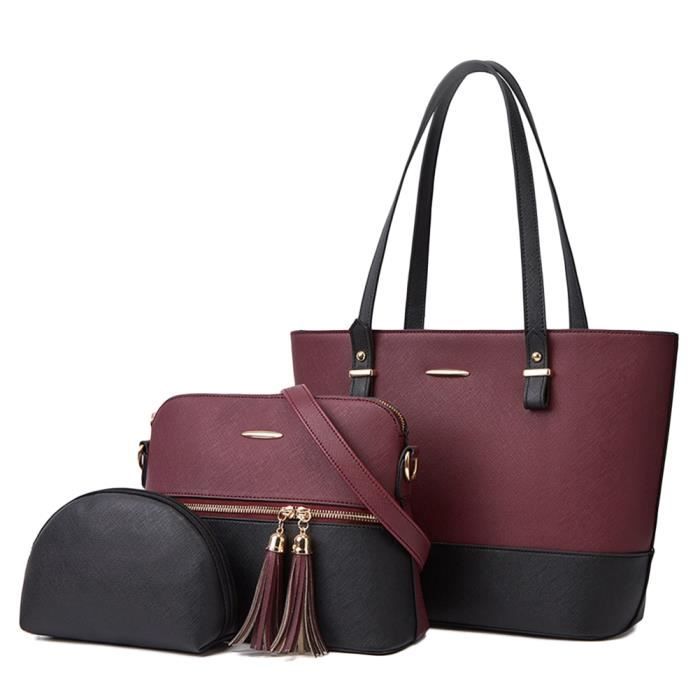 KL928 Sac à Bandoulière Pour Femme Petit Sac à Main En Cuir PU Sac à Bandoulière Avec De Nombreux Compartiments Pour Femme (MARRON FONCÉ