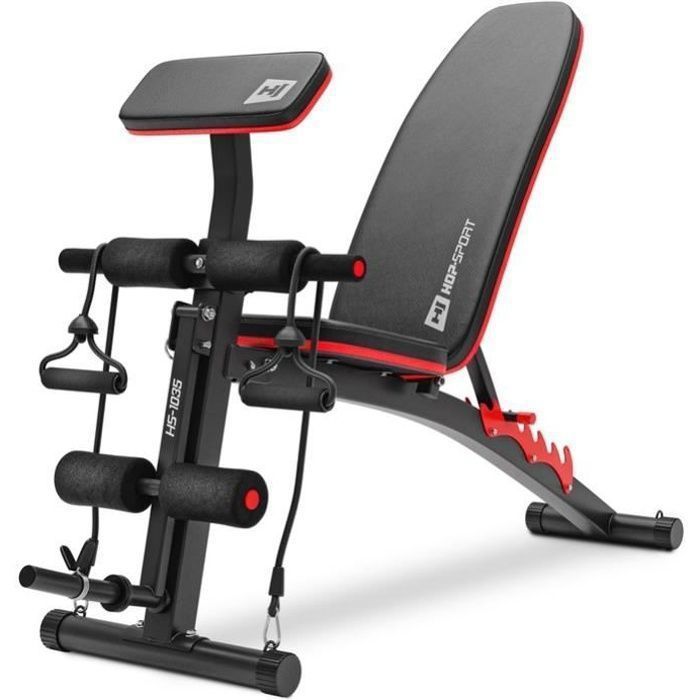 Hop-Sport Banc de Musculation Pliable Inclinable HS-1095, Banc d'Entraînement Multifonction Complet avec Support d'haltères - Sport