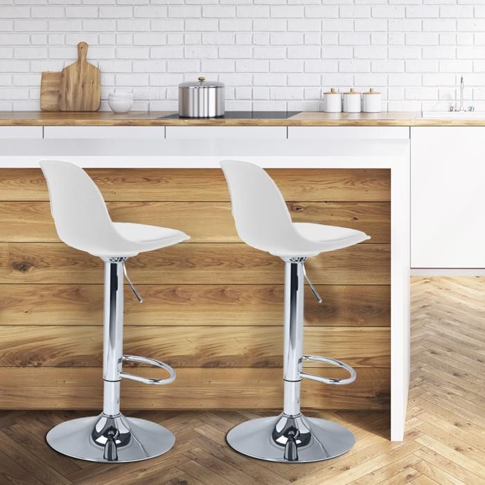 IDMARKET Lot de 2 tabourets de bar KARL design blanc IDMARKET Lot de 2 tabourets de bar KARL design blanc