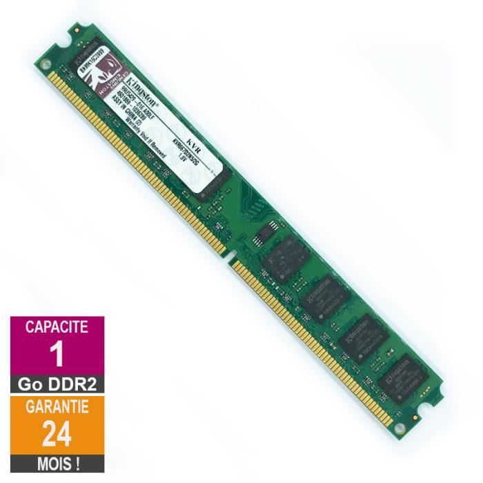 Barrette Mémoire 1Go RAM DDR2 Kingston KVR667D2N5/2G DIMM PC2-5300U 2Rx8