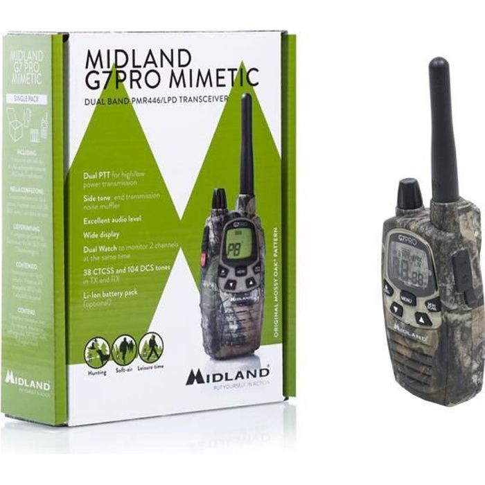 Midland G9 Pro Talkie Walkie Bi-bande Portée 10km Noir
