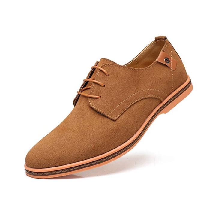 chaussures loisir homme nubuck lacets daim richelieus léger casual plat classique grande taille petite taille 38-48 kaki