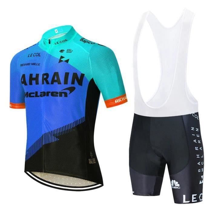 Maillot De Cycliste Homme à Manches Courtes Avec Bretelles (bib) Et Rembourrage GEL - Respirant Et 3 Poches Arrière