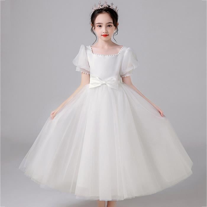 filles robe de bal en tulle de princesse pour partie formelle longue blanc robes 4-13 ans