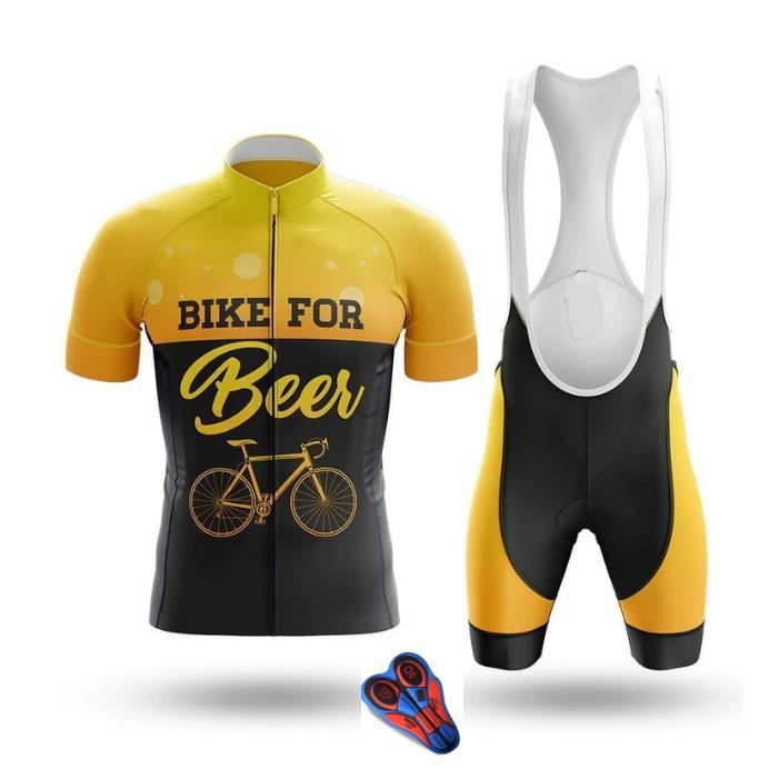 Bike For Beer Maillot Cyclisme Tenue de Cycliste Homme Manches