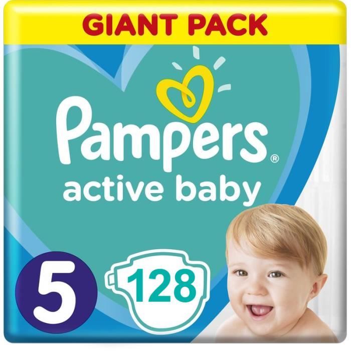PAMPERS taille 5 128 couches (2X64) ACTIVE BABY Cdiscount