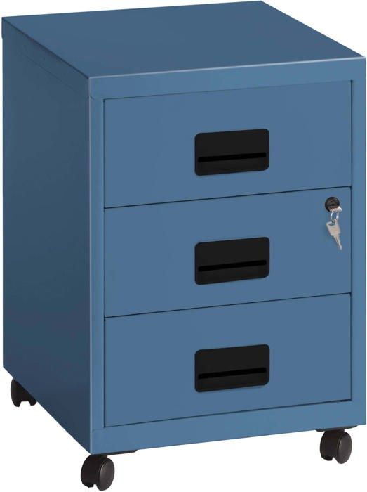 Armoire De Classement à Roulettes KOMFOTTEU | 3 Tiroirs, 2 Casiers, Bureau, Noir, 81x41x66 Cm