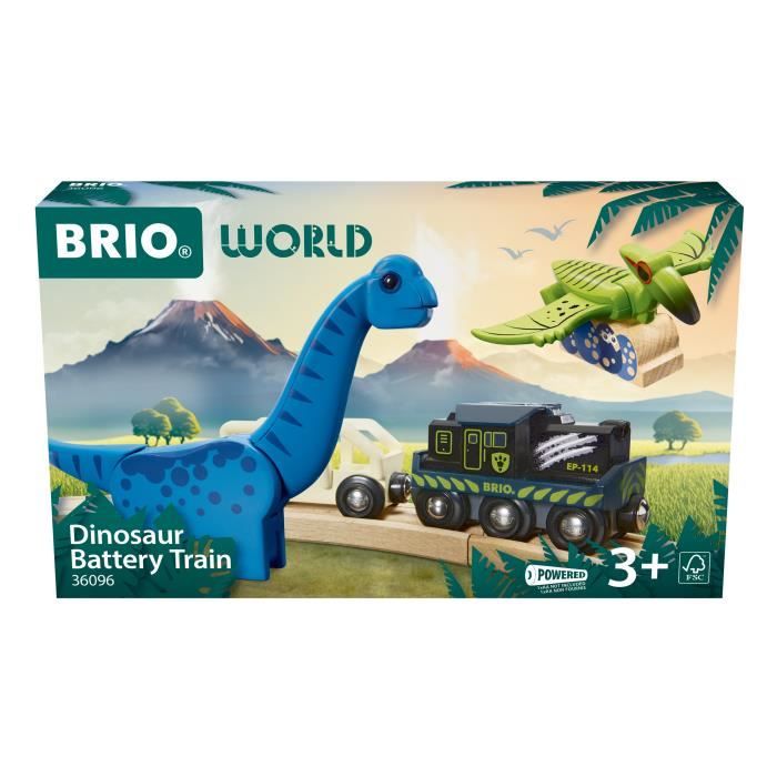 Brio Train à Piles Dinosaure - Train électrique - Dinosaure Inclus - pour circuit de train en bois -