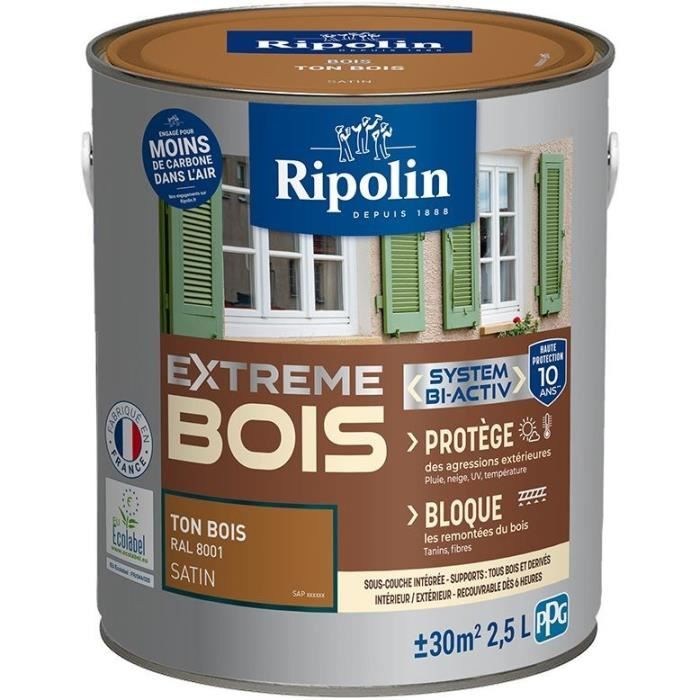 RIPOLIN PROTECTION EXTREME BOIS TON BOIS RAL 800 SATIN 2,5 L