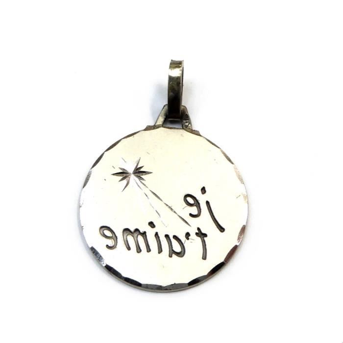 Pendentif Parchemin "Je T'aime" En Argent 925‰ Rhodié - 1,7 X 1,4 Cm, Livré Avec écrin + Certificat D'authenticité - 4