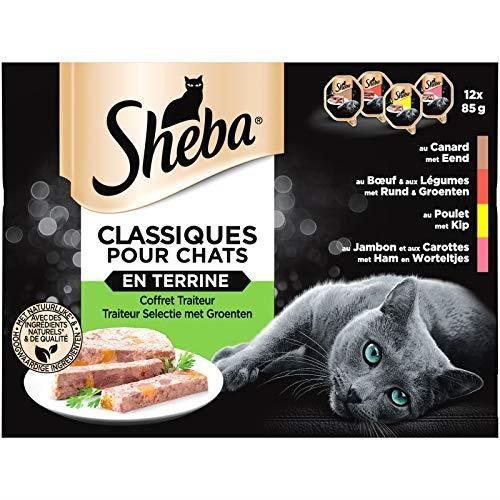 Meilleurs prix pour Aliment pour chat adulte en barquette - SHEBA - Terrines Classiques - Coffret traiteur - 72x85g