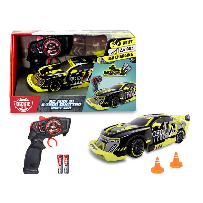 DI 201104011 Voiture RC Drift 1:24 Audi S1 E Tron Quattro jaune 22 cm