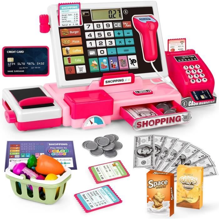Caisse Enregistreuse Jouet En Bois Avec Scanner Sonore - Jeu D'imitation Magasin Pour Enfants 3-8 Ans | Éducatif STEM
