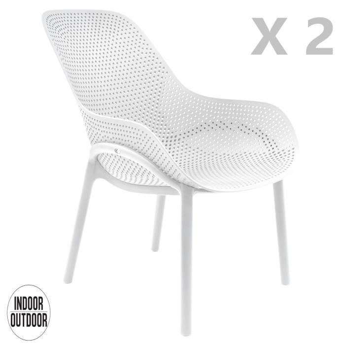 fauteuils pour table de jardin design malibu - blanc - lot de 2 - the concept factory - polypropylène