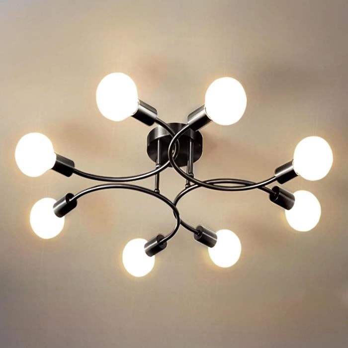 BUTY-Plafonnier Industriel rétro Loft COUNT 3 Lumières Lustre Blanc