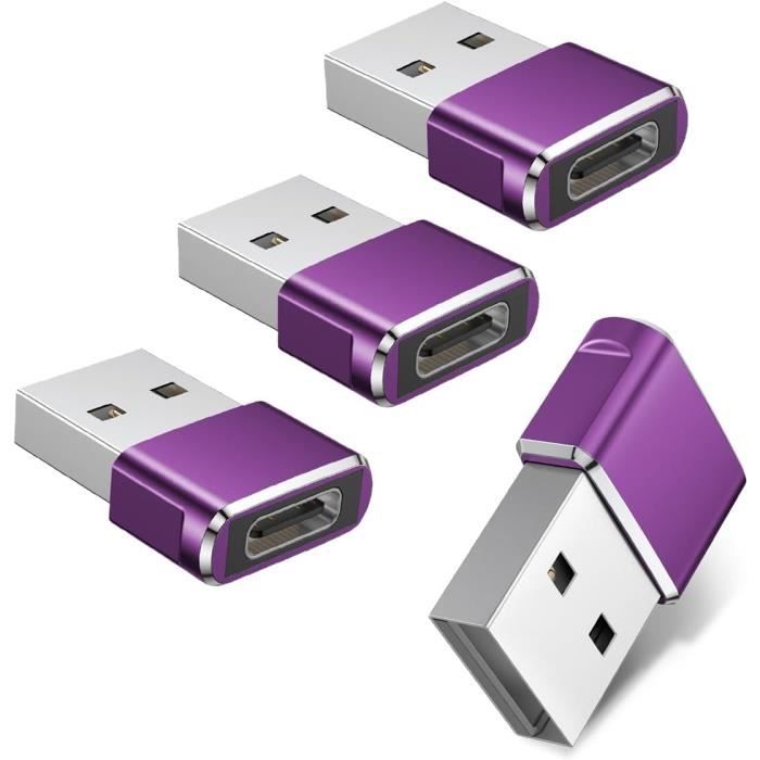 Adaptateur Usb Vers Usb C 4 Pack,Type C Femelle Usb A Mâle Convertir ...