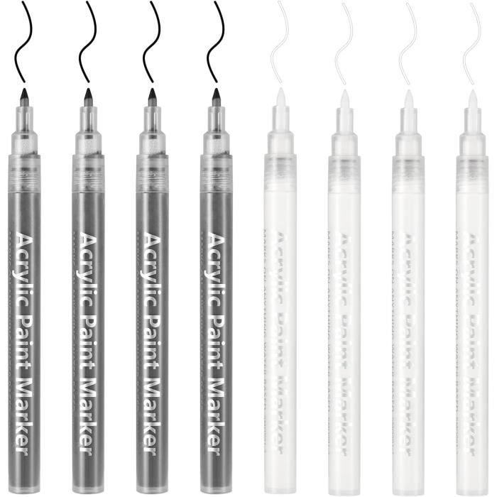 YOUYIKE Stylos De Peinture Acrylique Blancs, 12 Pack 1 arqueurs