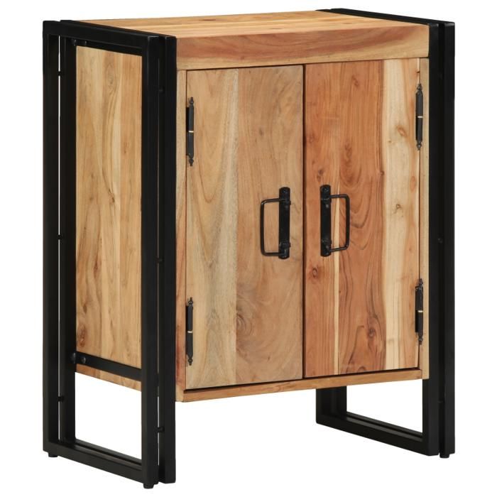 Meuble à chaussures - VIDAXL - Acacia massif - 2 portes - Noir - 30x30x40 cm