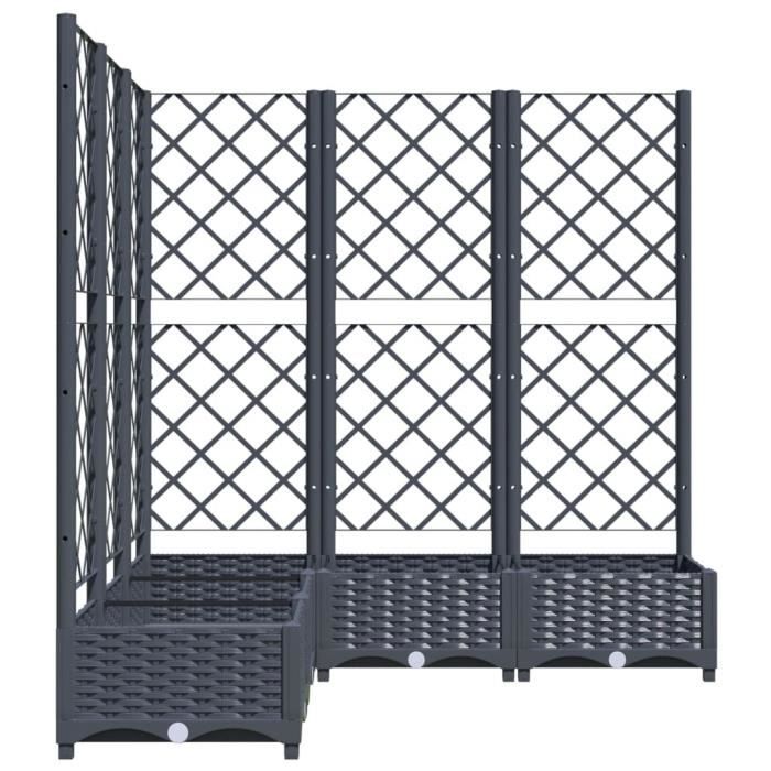 Jardinière avec treillis - VIDAXL - Gris foncé - 120x120x1215 cm - Plastique résistant - Idéale pour extérieur