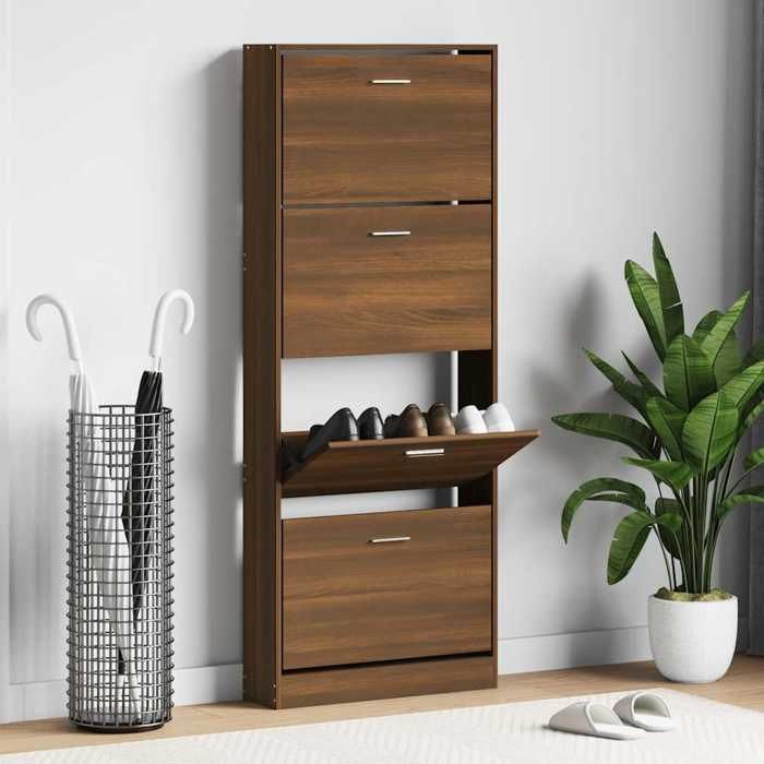 vidaXL Armoire à chaussures Chêne marron 59x17x150cm Bois dingénierie 342525