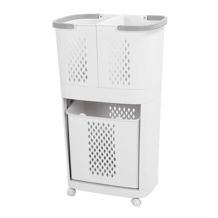 VASAGLE Meuble De Salle De Bain, Panier à Linge, Placard De Rangement Avec 1 Tiroir Et 1 Panier A Linge Sac Interieur Amovible Avec Poignees 40 X 40 X 802 Cm Blanc Nuage 84695027