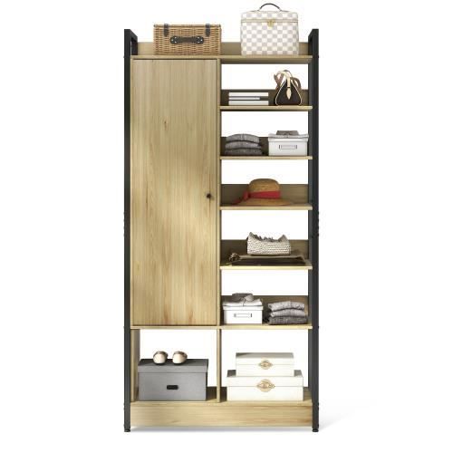 Multifonction Armoire Penderie en Métal avec Penderies 8 Étagères 1