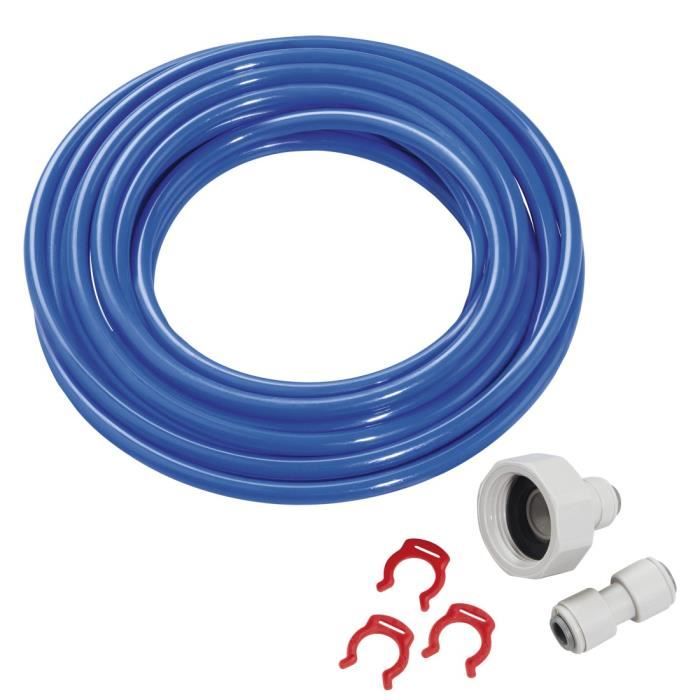 Tuyau D'eau 1/4 - 20 Mètres - Bleu, Qualité Alimentaire - Pour Réfrigérateur, Machine à Glaçons, Osmose Inverse, Aquariums - Raccords Rapides, Installation Facile - 10